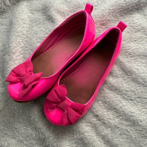 H&M Bright Pink Patent Leather Toddler Ballet Flats Sz 7.5 - Picture 2 of 5